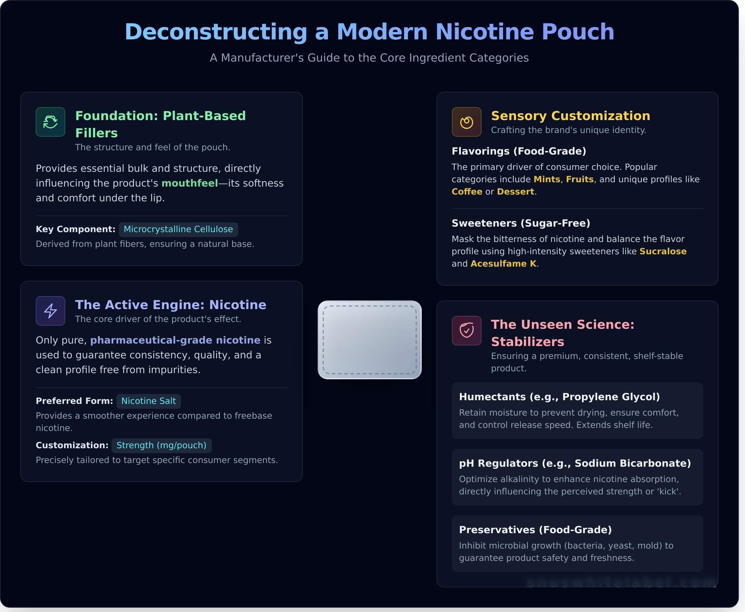 Nicotine Pouch Ingredients: A Manufacturer’s Guide to Formulation - Infographic